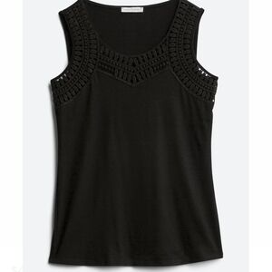 Black Sleeveless Crochet Trim Top
